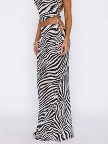 Women Y2k Mesh Sheer Maxi Skirt Vinatge Long Skirt Casual Graphic Floral Leopard Zebra Print Tie Up Low Rise Bodycon Skirt Summer Beach Vacation Fishtail Skirt Swimsuit Cover Ups Club Streetwear Beach Outfit - 白色 - 查看 6