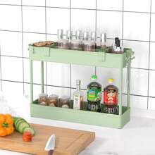 4-Tier Slim Rolling Storage Cart Storage Cart Organizer Rolling Utility Cart, Mobile Shelving Unit Slide Out Storage Shelves For Kitchen Living Room Bathroom Laundry Room & Dressers Outdoor Decor - Green - View 4