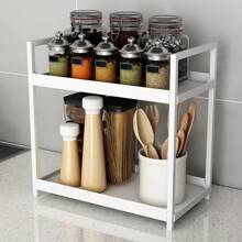 Two Tier Desktop Organizer For Bathroom Cosmetics, Vanity, And Multi-Functional Kitchen Plastic Storage