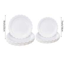 10pcs/20pcs/40pcs/Set, White Paper Plates 9 Inch 7 Inch White Scalloped Plates Disposable Dinner Plates Dessert Plates For Wedding Bridal Shower Newborn Shower Birthday Party