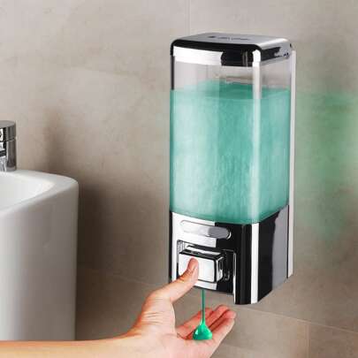 Tatukiko Dispensador de jabón de pared montado en hotel ABS de 500ML con doble cabezal manual sin perforación, botella de gel de ducha para dispensador de jabón, dispensador de jabón de manos, artículos de cocina, accesorios de cocina, utensilios de cocina