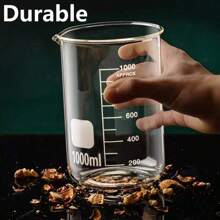 1pc 50/100/150/250/500/1000ml High Borosilicate Glass Measuring Cup Clear Scale Cup Heat-Resisting Laboratory Beaker Kitchen Baking Measuring Cup