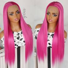 13x4 Lace Front Wig Synthetisch Lang Zijdeachtig Recht Haar Pruik Gratis Deel Rozen Rode Kleur Frontale Lace Vervangende Pruiken Hittebestendige Zachte Vezel 26 Inch Vooraf Geplukt Babyhaar Natuurlijke Haarlijn Voor Mode Vrouwen Meisjes Feest Vakantie Dagelijkse Make-up Gebruik Klaar Om Te Dragen