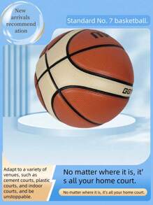 1 个 7、6、5 号标准成人比赛、青少年训练、手工缝制皮革、12 片 PU 耐磨、高回弹篮球、适用于室内外、红色和蓝色