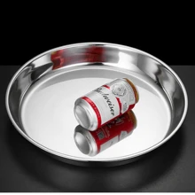 1-3pcs Stainless Steel Extra Large 34cm/13.3in Serving Tray, Ideal For Steaming Skins, Rice Cakes, Baking Trays, Cake Plates - Silver - View 4