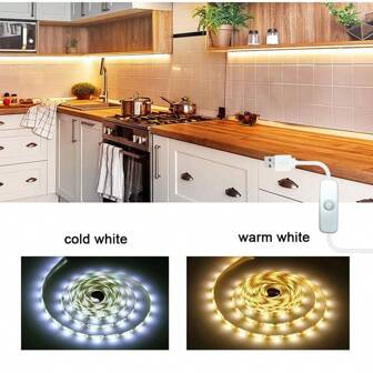 HBOWMDJIA USB Led Lights, White /Warm White Led Strip Light, Indoor Bedroom Home Decor Living Room, Flexible USB Light For TV Backlight, Bedroom, Cabinet, Kitchen, DIY Lighting Wardrobe, Kitchen,Hallway, Shelf