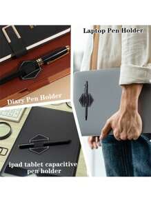 1pc Hexagonal Self-Adhesive Pen Case Elastic Band Tablet Self-Adhesive Pen Clip