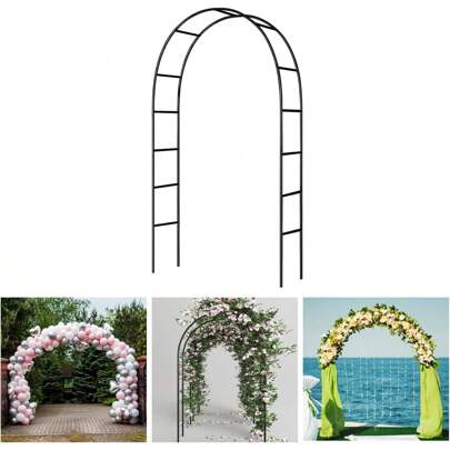 1set Black Metal Gazebo, Bracket, Garden Arch, Metal Heavy Steel Frame Supported Arch, Suitable For Climbing Plants, Roses, Vegetables, Balloon Arch, Outdoor Garden Decoration, Ideal Choice For Wedding Party Holiday Decorations