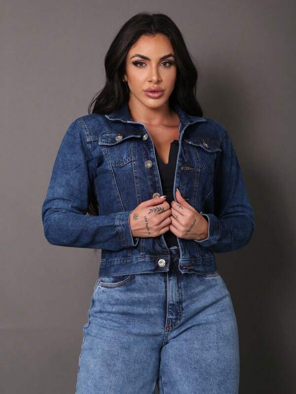  Jaqueta Jeans Feminina media premium modelagem slim Peg Vest