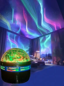 1pc LED Wave Light Projector With Remote Control, Arctic Aurora Effect, Multi-Color Adjustable, Bedroom Night Light Projector, Home Theater, Ceiling Projection, Creates Romantic & Cozy Ambiance, Versatile Decorative Projection Lamp, Suitable For Holidays