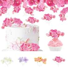 10 piezas de decoraciones para pasteles con flores artificiales - Tóper para pastel de cumpleaños feliz, decoraciones para pasteles de boda, compromiso, baby shower, cumpleaños, cupcakes, aniversario y fiestas