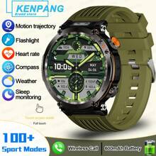 Orologio intelligente sportivo all'aperto resistente e durevole per uomo KENPANG 2025, chiamate senza fili (ricezione/effettuazione), torcia LED, tracciamento dei movimenti, bussola, più modalità sportive, smartband impermeabile IP68, batteria da 600mAh, tracker fitness, monitoraggio del battito cardiaco e del sonno, adatto per iOS e Android - Multicolore - Visualizzare 18