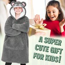 City Comfort Hoodie Blanket & Sloth Fleece Wearable Warm Camo Oversized With Cosy Sherpa Hood Loungewear Gift - Grey - View 3