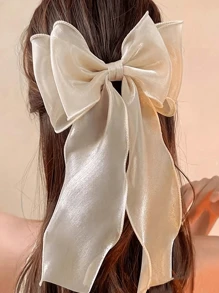 半只装欧根纱蝴蝶结发夹，甜美发夹，纯色蝴蝶结发夹，女士及女孩发饰，发爪，发夹，学习用品，夏季，节日，旅行，头部饰品 - 彩色 - 查看 3
