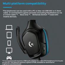 Logitech Headphones G431 Multi-Platform Compatible DTS7.1 Surround Sound Artificial Leather Ear Pads 50mm Large Size Driver Unit Folding Microphone Black - Black - View 6