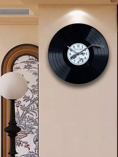 1pc 11.8in Retro Vinyl Record Klok Ornaments Wand Advanced Art Creative Clocks Medieval ation Living Room Bedroom Coffee Shop, The Kitchen Heart Of Home Inspired Cloc. view 2