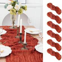 6pcs Rust Brown Cheesecloth Tablecloth, Boho Rustic Sheer Fabric Romantic Table Decor - Suitable For Wedding Party Birthday Bridal Shower Engagement Home Decor