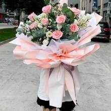 20pcs/Pack Solid Color Waterproof Floral Wrapping Paper, Suitable For Flower Shop, Floral Arrangement, Double-Sided Korean Style Bouquet Wrapping Paper - White - View 5