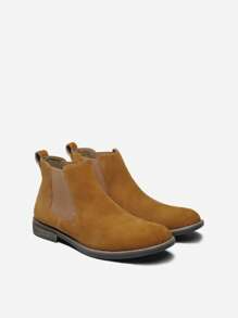 Men's Suede Leather Chelsea Ankle Boots - Camel - View 5