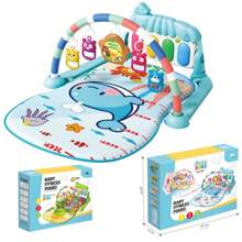 1 件儿童音乐健身踏板钢琴游戏垫、早教玩具、圣诞节、万圣节、生日礼物 - 藍色鯨魚腳踏琴毯 - 查看 3