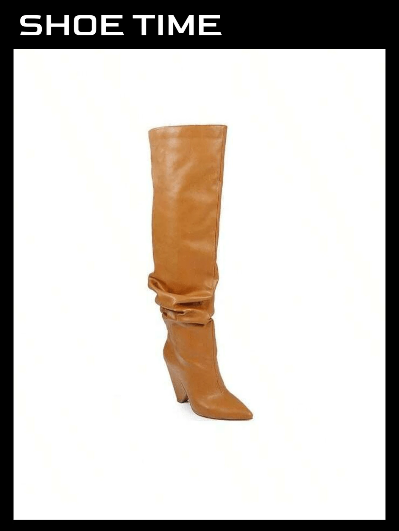 Metallic Pointed Toe Thigh High Boots Nano-2 Liliana - Camel - View 1