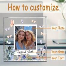 1pc Customized Acrylic Square Desktop Decor, Personalized Photo Frame, Gift For Mom, Birthday, Mother's Day, Thanksgiving, Christmas, From Son, Daughter, Ideal Holiday Memento For Mother, Stepmom, Grandmother Back To School