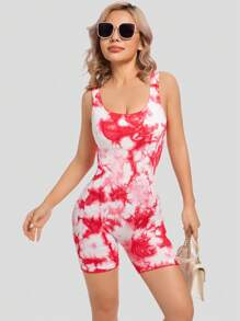 Mono con espalda descubierta, de talle alto y con estampado de teñido anudado, sexy