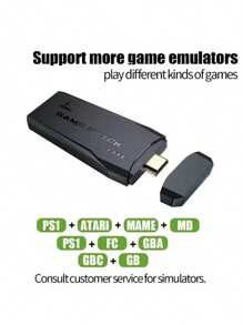 M8 Retro Game Console, 64G Wireless, Built-In 20,000+ Games,  TV Output Video Games, With Dual 2.4G Wireless Controllers, Game Consoles - 黑色 - 查看 3