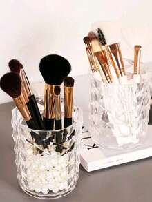 1个透明水晶化妆刷收纳筒，刷架，家用化妆品盒，眉笔，梳子和梳妆台 - 透明 - 查看 4