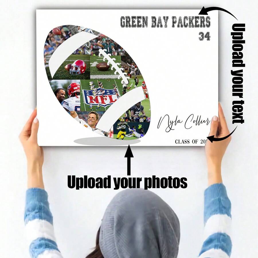 1pc Personalized Rugby Photo Collage, Gift, Printable Rugby . Gift, Birthday Gift Collage, Team Photo Collage, Sports Gift, The Best Gift For Seniors, Canvas Poster Gifts Graduation