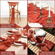 6pcs Rust Brown Cheesecloth Tablecloth, Boho Rustic Sheer Fabric Romantic Table Decor - Suitable For Wedding Party Birthday Bridal Shower Engagement Home Decor