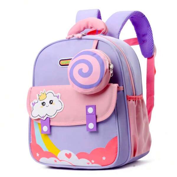 Mochila infantil p com bolsinha modelo nuvem pré-escola menina menino bonitinho