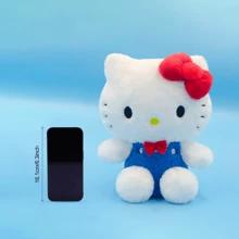 Miniso Juguete de edición especial del 50.º aniversario de Sanrio Hello Kitty, mono azul con lazo rojo, 23 x 18 cm (1 unidad) - Multicolor - Ver 8