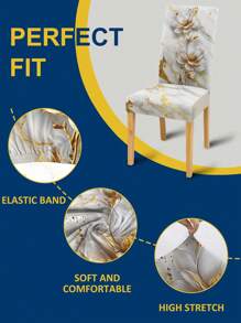 1/4/6/8pcs Floral Print Dining Chair Covers, Removable & Washable Stretch Chair Slipcovers For Living Room, Hotel, Banquet, Restaurant - Multicolor - View 5