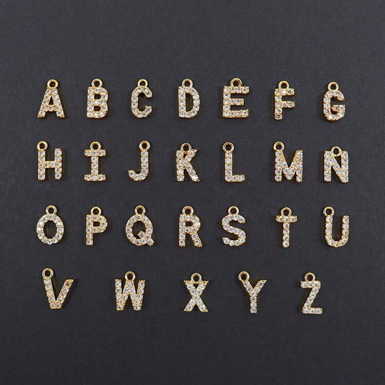 2件套简约时尚字母和圆形吊坠项链，不锈钢唇链，女士款 - 風格8 - 查看 4