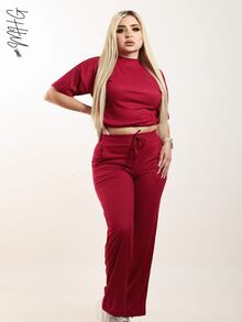 Women Two-Piece Outfits - 粉紅色/桃花心木色 - 查看 9
