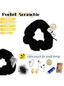 2/1 件弹性波西米亚风发圈，带隐藏式收纳层 - 弹性硬币和钥匙扣发带，舒适贴合，适合健身房、旅行、通勤、瑜伽、露营、学校 - 可调节发饰，适合女性、青少年和成人