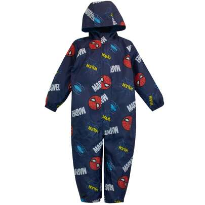  Marvel Spider-Man Puddle Suit | Spiderman Boys' Waterproof Rain Jumpsuit | Kids' Outdoor Wear