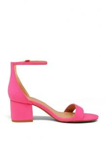 Women Wide Fit Low-Chunk Low Heel Pump Sandals Classic Open Toe Ankle Strap Heeled Sandals With Adjustable Buckle For Daily Work Wedding Party - Hot Pink - View 6