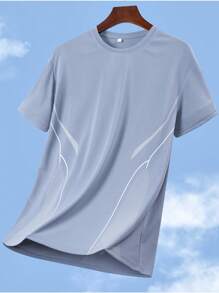 Survêtement casual pour hommes, ensemble de 2 pièces : t-shirt à manches courtes et shorts, absorbant l'humidité et frais pour les sports de plein air - Gris - Voir 2