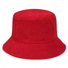 Thick Corduroy Simple Wide Brim Warm Bucket Hat - Multicolor - View 17