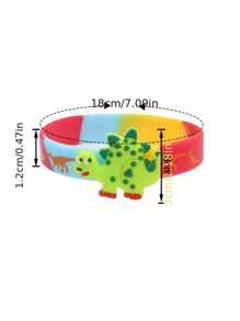 6pcs/3pcs/1pc Random Cute Cartoon Dinosaur Theme Bangles, Wristbands For Kids' Vacation, Party And Gift, Suitable For Birthday, Gathering, Festival, No Power Needed, Silicone Material, Sports Style Jewelry
