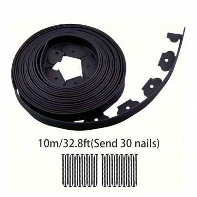 1 Roll, 393.7 Inch/10m Fixed Garden Barrier Lawn Grass Plastic Edging Border Landscape With 30 Anchoring Solid Pegs For Garden Yard Landscaping