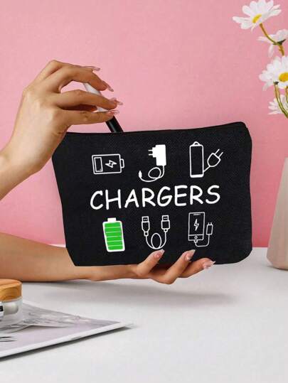 Canvas oplader organizer tas - Laag allergeen, niet-waterdichte elektronica accessoire case - Unisex reiskabel en USB-tas