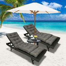 Outdoor Folding Lounger Chair Cushion Recliner Rocking Chair Sofa Mat Deck Chair Cushion For Yard Patio Beach Pool Deck For Outdoor Folding Chaise Lounge Chair Cushion For Beach Sunbathing Patio - 深灰色 - 查看 4