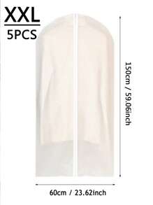 5pcs/Set Extra Large 60*140cm Travel Home Garment Storage Bags, 5 Pcs Extra Long Coat/Suit Dust Covers Foldable Semi-Transparent Clothing Organization Storage Bags, Suitable For Autumn/Winter Wardrobe - Clear - View 11