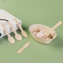 10/50/100pcs Disposable Wooden Round-Headed Spoons, Mini Spoons, Wood, Used For Dessert Spoons, Ice Cream Spoons, Cake Spoons, Graduation Party Supplies, Birthday, Wedding, Camping Meal, Concave Tip, Christmas, Easter, Halloween, Mother's Day And Other Festivals