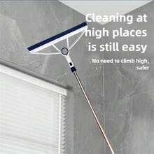 1pc Household Silicone Long Handle Floor Squeegee, Magic Broom, 2 In 1 Dual Head Magic Broom For Wiping Water, Stains, Hair On Floors, Windows, Glass, Bathroom, Walls, Cleaning Tool, Cleaning Supplies, Dorm Essential