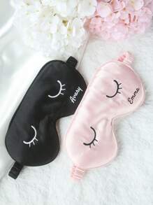 2PCS Personalized Name Eye Mask With A Storage Bag Custom Sleep Mask Personalized Silky Soft Satin Eyemask Wedding Favor Lustrous Imitation Silk Satin Cute Closed Eyes Sleep Mask Set Wedding Favors Gift For Women Best Bridesmaid Gift Bridal Party Gift - Multicolor - View 6