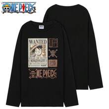 ONE PIECE Long Sleeve Pyjama Set Sleepwear Nightwear Loungewear - Black - View 2